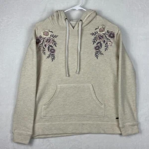 Oneill Sweater Girls Extra Small Beige Floral Embroidered Hoodie Pullover Casual - Picture 1 of 9