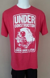 STAR WARS DEATH STAR UNDER CONSTRUCTION RED WHITE LARGE TEE SHIRT NEW - Picture 1 of 2