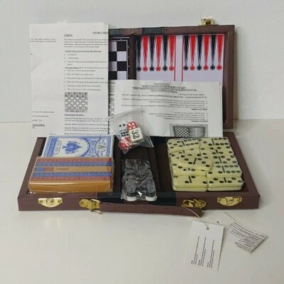 Magnetic Travel Set Game Backgammon, checkers, Poker, Cribbage, Dominos w/ Case - Image 1 of 4