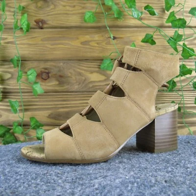Sam Edelman Sarabeth Suede Gladiator Sandals Block Heel Open Toe Tan Lace Up 6 - Image 1 of 4