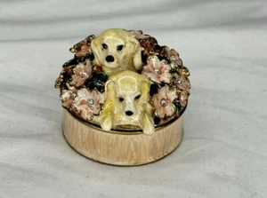 Linda caja baratija metálica Waltz&F para perro y flor esmaltada pintada - Imagen 1 de 7