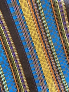 vintage upholstery fabric Striped Checked Multicolored 3yd 46” W Turquoise Gold - Picture 1 of 8