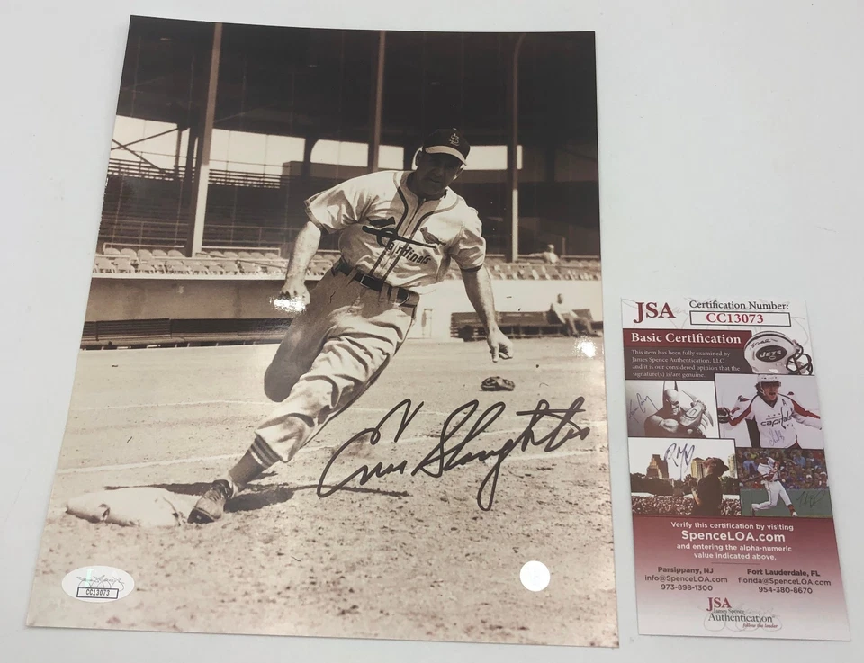 Enos Slaughter Autograph Signature Original JSA Baseball 8"x10" Cardinals Photo  - Image 1 of 4