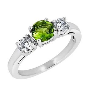 August Birthstone Ring Green Cubic Zirconia Stainless Steel Band Sizes 3-10 - Picture 1 of 5