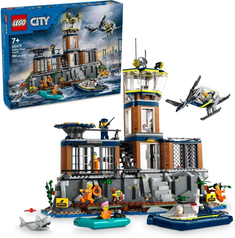 LEGO® City 60419 Prison Island 7+ Minifiguras Helicóptero Barco Policía Juego Foto 1 de 4