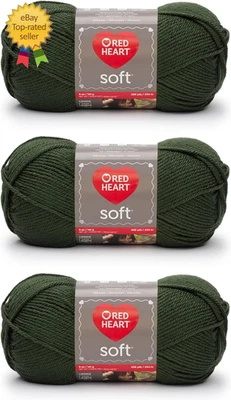 Red Heart 软黑叶纱线 - 3 件装 141G/5 盎司 - 丙烯酸 - 4 中号(精纺) — 第 1/4 张图片