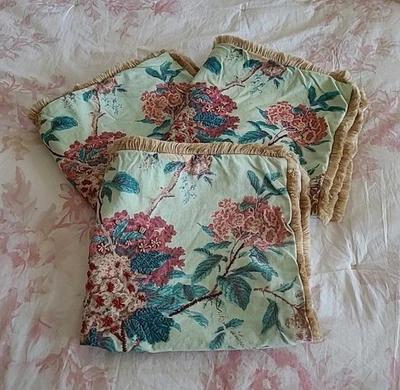 3 Clair Pottery Barn Floral Embroidered Pillow Covers 24x24 Cotton Linen Jute  - Image 1 of 4