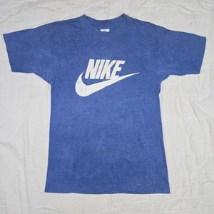 Vntg 1980s Nike Blue Tag Swoosh Shirt Single Stitch Rare USA MADE Size Medium - Picture 1 of 6