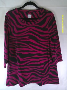 Túnica Top Top Chico's Zenergy Fucsia/Negro French Terry Mangas 3/4 R110 - Talla 3 - Imagen 1 de 2