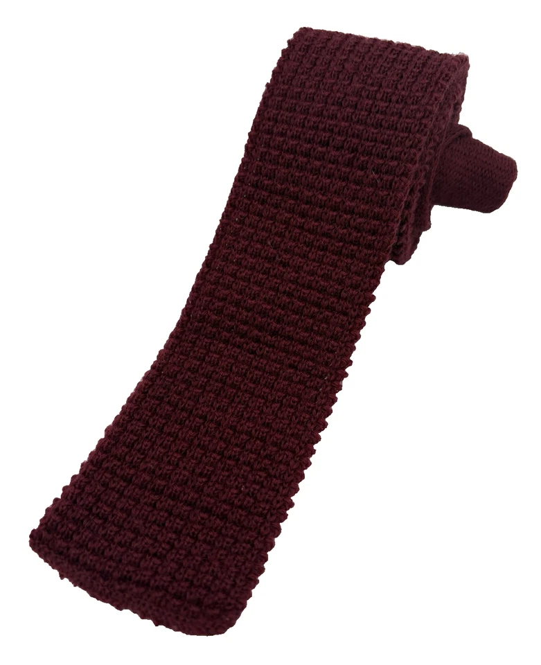 Corbata de Lana EXTREMO CUADRADO Para Hombre Gallo Nit Mohair Granate Diseñador Corbata Cuadrada Estrecha Foto 1 de 4