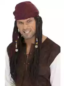 New Pirate Bandana Scarf with Plaits Wig Men's Adult Fancy Dress Accessory - Picture 1 of 1