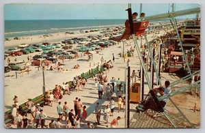 1950er Jacksonville Beach, FL Promenade Riesenrad Vergnügungen, Menschenmassen Postkarte - Bild 1 von 5