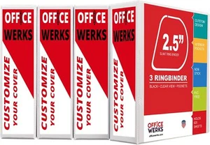 Performore 3 Ring Binder, Professional Angle D 2.5 Inch (4 Pack), White - Picture 1 of 7