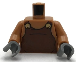 Lego New Medium Nougat Torso Reddish Brown Overalls w/ Gold Buttons Pattern Part - Picture 1 of 1