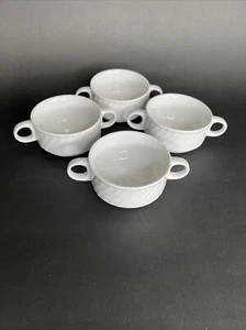 4 tazas de tazón de sopa crema Schonwald para restaurante Alemania porcelana blanca vintage - Imagen 1 de 3