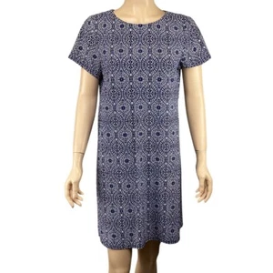 Jude Connally Knit Dress Size Small Blue Short Sleeve Stretch Geometric Casual - Picture 1 of 7