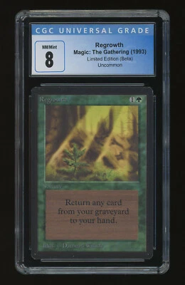 Regrowth Beta MTG Uncommon 1993 - CGC 8 NM Graded - Image 1 of 2