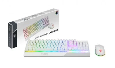 4719072813895 MSI Vigor GK30 Combo USB QWERTY Tastatur + Maus GM11 Weiß MSI - Bild 1 von 4