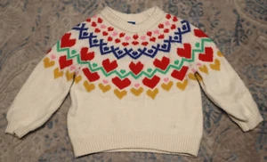 OLD NAVY baby girl long sleeve heart pattern pullover sweater size 12-18M - Picture 1 of 3