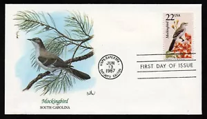 USA, SCOTT # 2330, FLEETWOOD FDC COVER 1987 MOCKINGBIRD, SOUTH CAROLINA WILDLIFE - Picture 1 of 2