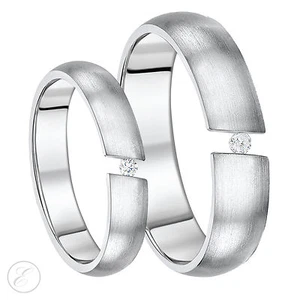 His & Hers Titanium Rings Tension Set Couple Wedding Rings 5mm & 6mm - Picture 1 of 1