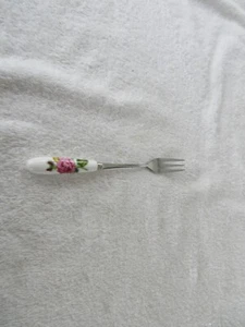 LOVELY 18/0 STAINLESS 6" FORK WITH MULTI- COLOR FLORAL DECOR HANDLE!!! - Picture 1 of 7