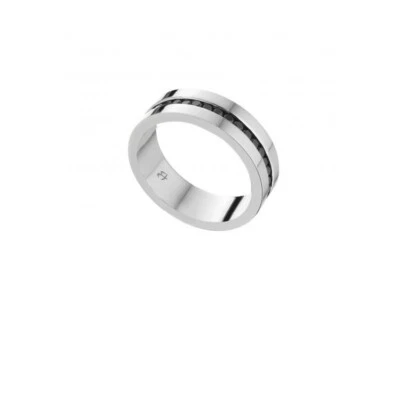 Anello uomo in acciaio e cristalli neri Luca Barra AN108.27 - Immagine 1 di 2