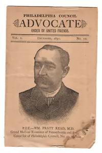 1891 Small Brochure Philadelphia Council Advocate - Dr. William Pratt Read, MD - Picture 1 of 2