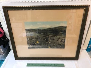 Antique Large Hand Colored Photo J C Bicknell Maine Mountains Landscape Pumpkins - Picture 1 of 9