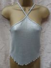 Miss Selfridge Silver Vest Top Cami Top Size 10 Holiday Festival Beach