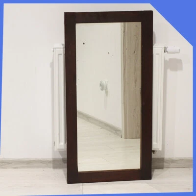 WW2 Wall Hanging Mounted Brown Wooden Framed Dressing Room Mirror Rectangle 95cm - Image 1 of 4