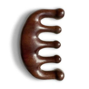 Wooden Scalp Massager - Handmade 100% Natural Green Sandalwood Wide Tooth Combs - Picture 1 of 9