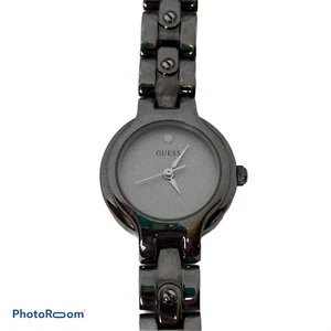 🍊 WOMENS SILVER TONE LINK VINTAGE GUESS WRIST WATCH 5.5" WORKS G65862L EUC M0 - Picture 1 of 4