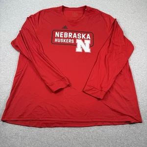 Nebraska Cornhuskers NCAA Red Adidas Long Sleeve Climallite Shirt 3XL GO BIG RED - Picture 1 of 10