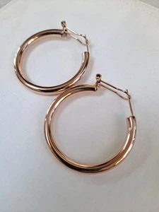Bronzo Italia Italy Rose Tone 1 1/2" Hoop Leverback earrings QVC - Picture 1 of 7