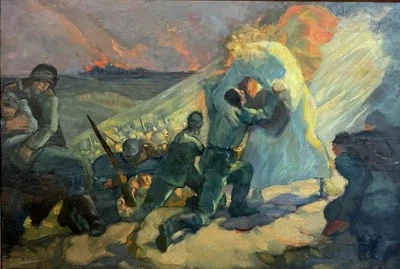 Maximilien Luce 1858-1941 "Soldaten vor dem Erzengel Michael"    in der Art - Bild 1 von 4
