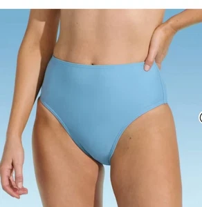 Lands' End Women's Smoothing High Waist Bikini Bottom - Blue M - Picture 1 of 3