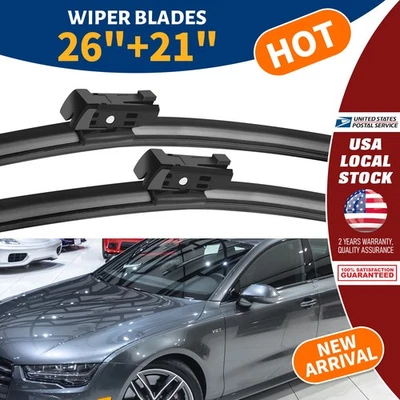 Windshield Wiper Blades Size 26" & 21" For Audi RS7 A6 Quattro S6 A6  All Season - Image 1 of 4