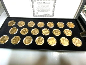 1999 -2000 PD US State Quarters Complete Set of 20 24 KT Gold Plated Coins Boxed - Picture 1 of 7