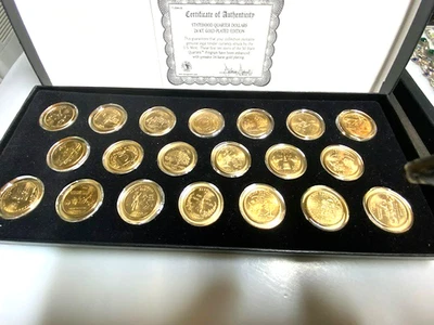 1999 -2000 PD US State Quarters Complete Set of 20 24 KT Gold Plated Coins Boxed - Image 1 of 4