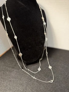 Long Silver Tone Chain Necklace - Picture 1 of 9