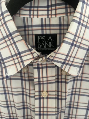 Camisa de viajero Jos A Bank para hombre mediana marrón a cuadros abotonada manga larga cuello Foto 1 de 4