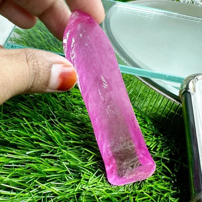 LAB CREATED 48.36 GRAM PINK SAPPHIRE #2 ROUGH CORUNDUM Half Boule GEMSTONE - Image 1 of 3