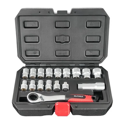 17-Piece Pass Through Socket Set, 3/8" & 1/2" Dr. Universal Pass Thru Go Thro... - Image 1 of 4