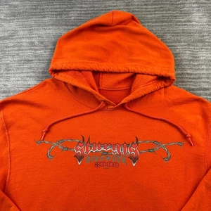 VINTAGE Sturgis Hoodie Mens Large Orange Biker Y2K Grunge Sweatshirt - Picture 1 of 7