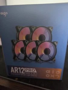 Aigo AR12PRO Gaming Computer Lüfter 120mm ARGB Neon LED 4-Pin PWM 5er Pack - Bild 1 von 2