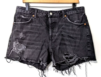 Pantalones Cortos de Denim Topshop Moto/Maternidad Para Mujer ASHLEY Talla 14 Color Negro Envejecido Foto 1 de 4