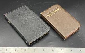Vintage 1948 Pocket New Testament Holman KJV Morocco Leather & A.B.S. 1951 Bible - Picture 1 of 24
