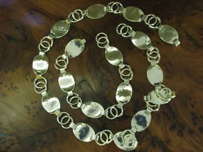 925 Argento Sterling Set Gioielli/Collier & Bracciale / Vero Argento / 50,1g - Immagine 1 di 3