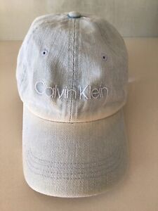 Vintage CK Calvin Klein Jeans Logo Blue Denim Strapback Hat Cap Cotton